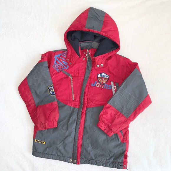 Boy's Red Fleece Lined Coat Jacket Parka Medium - Picture 1 of 4
